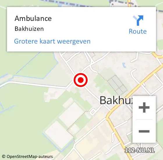 Locatie op kaart van de 112 melding: Ambulance Bakhuizen op 6 augustus 2022 17:30