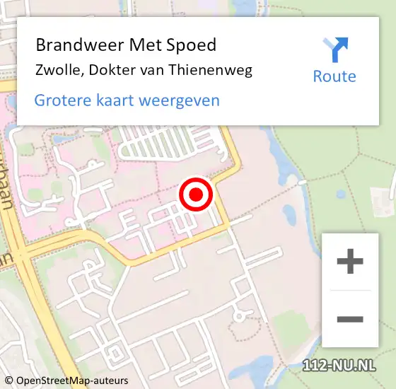 Locatie op kaart van de 112 melding: Brandweer Met Spoed Naar Zwolle, Dokter van Thienenweg op 6 augustus 2022 17:49
