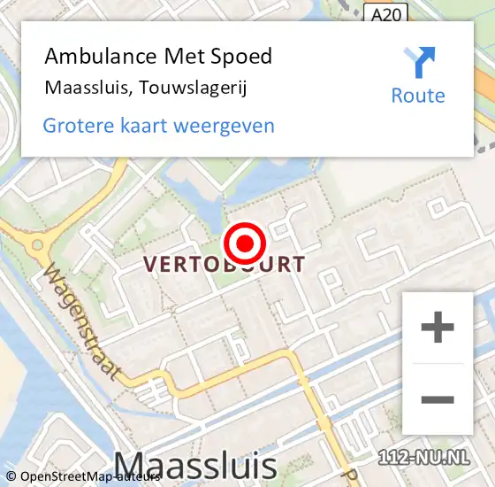 Locatie op kaart van de 112 melding: Ambulance Met Spoed Naar Maassluis, Touwslagerij op 6 augustus 2022 18:13