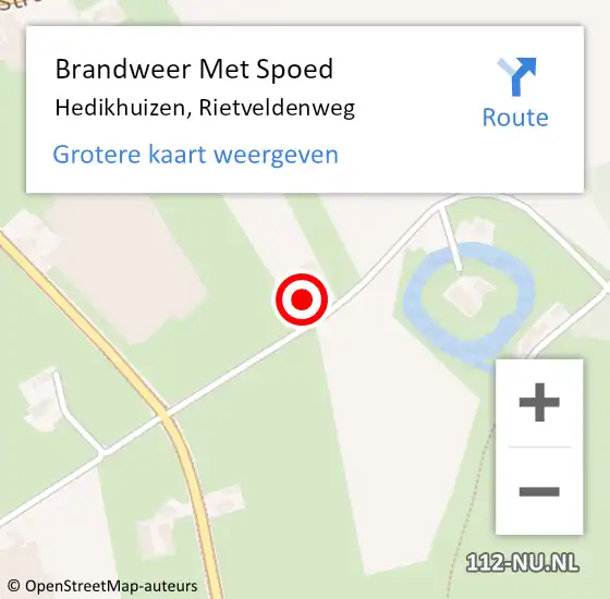 Locatie op kaart van de 112 melding: Brandweer Met Spoed Naar Hedikhuizen, Rietveldenweg op 6 augustus 2022 20:05