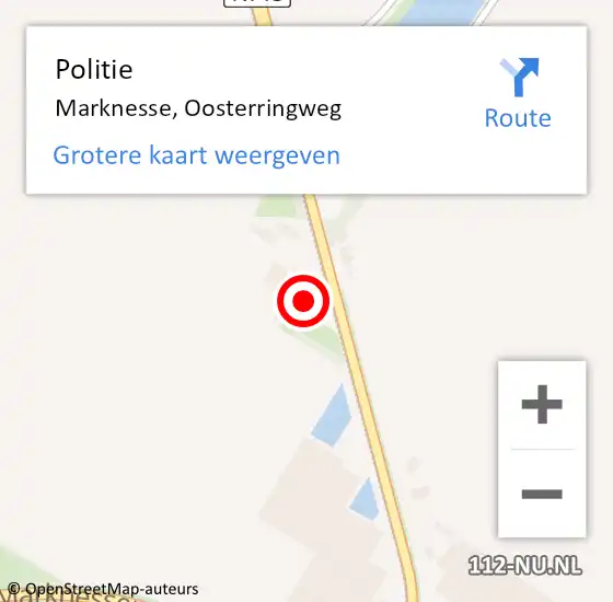 Locatie op kaart van de 112 melding: Politie Marknesse, Oosterringweg op 6 augustus 2022 20:24