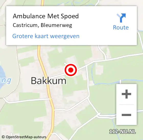 Locatie op kaart van de 112 melding: Ambulance Met Spoed Naar Castricum, Bleumerweg op 6 augustus 2022 20:37