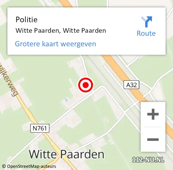 Locatie op kaart van de 112 melding: Politie Witte Paarden, Witte Paarden op 6 augustus 2022 21:54