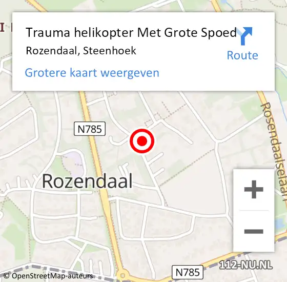 Locatie op kaart van de 112 melding: Trauma helikopter Met Grote Spoed Naar Rozendaal, Steenhoek op 6 augustus 2022 22:13