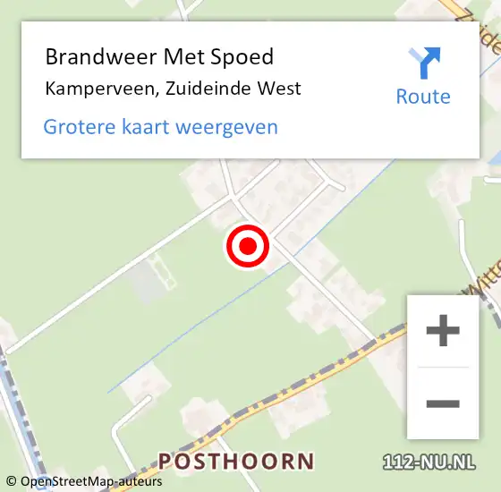 Locatie op kaart van de 112 melding: Brandweer Met Spoed Naar Kamperveen, Zuideinde West op 6 augustus 2022 23:53