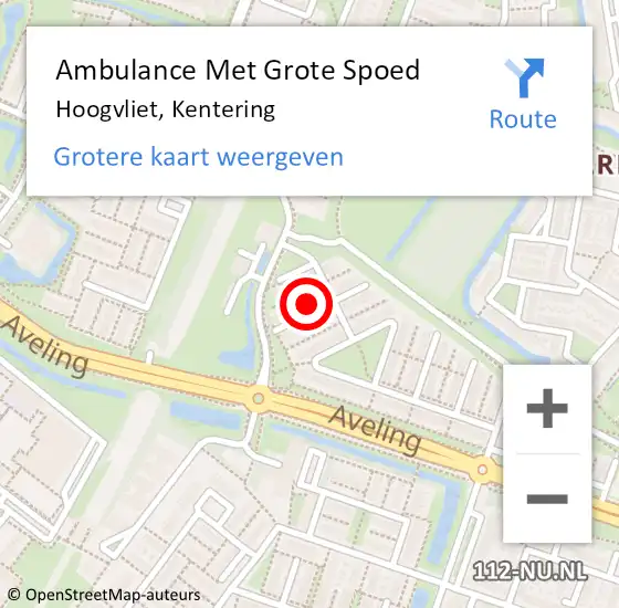 Locatie op kaart van de 112 melding: Ambulance Met Grote Spoed Naar Hoogvliet, Kentering op 7 augustus 2022 01:20