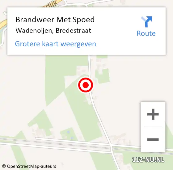 Locatie op kaart van de 112 melding: Brandweer Met Spoed Naar Wadenoijen, Bredestraat op 7 augustus 2022 08:43