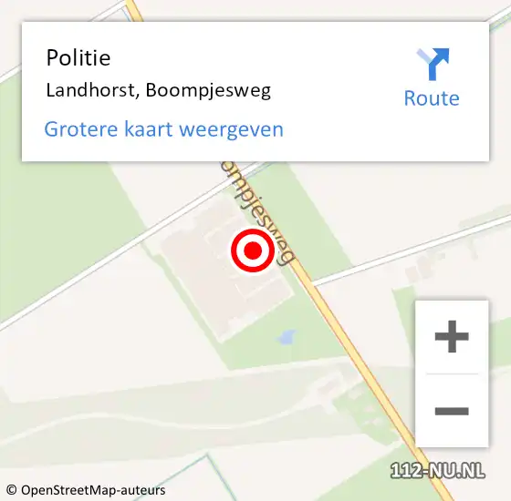 Locatie op kaart van de 112 melding: Politie Landhorst, Boompjesweg op 7 augustus 2022 12:23