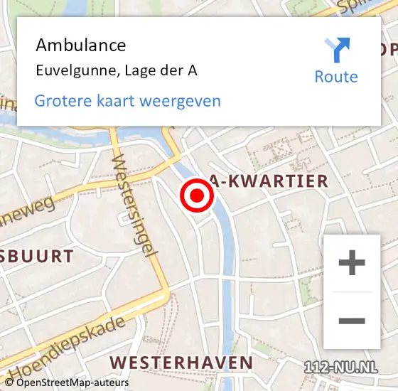 Locatie op kaart van de 112 melding: Ambulance Euvelgunne, Lage der A op 25 juli 2014 15:26