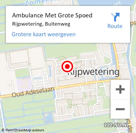 Locatie op kaart van de 112 melding: Ambulance Met Grote Spoed Naar Rijpwetering, Buitenweg op 7 augustus 2022 15:08