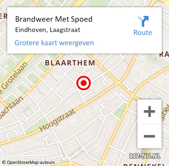 Locatie op kaart van de 112 melding: Brandweer Met Spoed Naar Eindhoven, Laagstraat op 7 augustus 2022 18:11