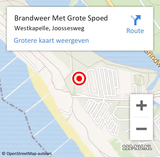 Locatie op kaart van de 112 melding: Brandweer Met Grote Spoed Naar Westkapelle, Joossesweg op 7 augustus 2022 18:32