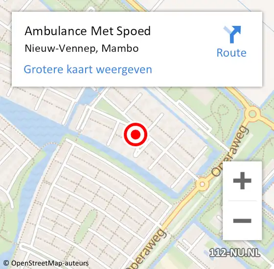 Locatie op kaart van de 112 melding: Ambulance Met Spoed Naar Nieuw-Vennep, Mambo op 7 augustus 2022 18:33