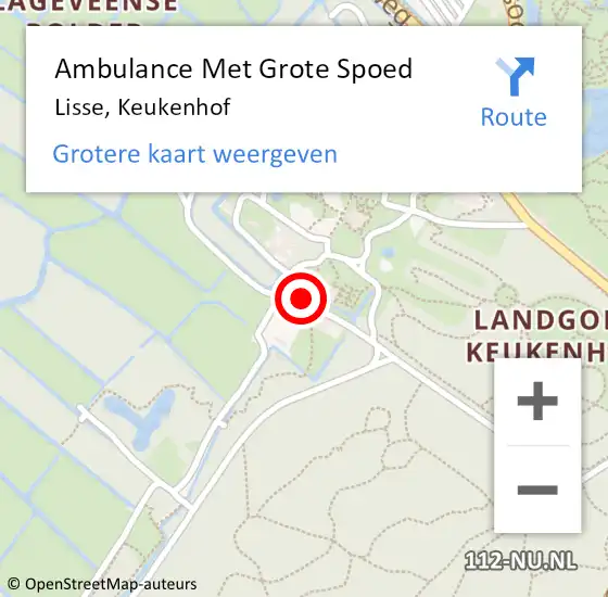 Locatie op kaart van de 112 melding: Ambulance Met Grote Spoed Naar Lisse, Keukenhof op 7 augustus 2022 19:36