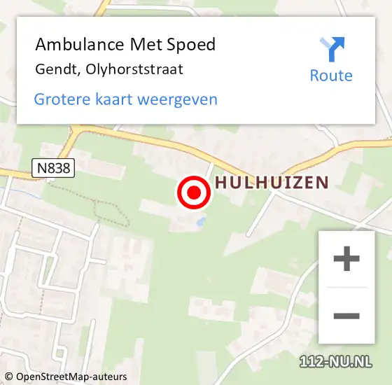Locatie op kaart van de 112 melding: Ambulance Met Spoed Naar Gendt, Olyhorststraat op 7 augustus 2022 23:12