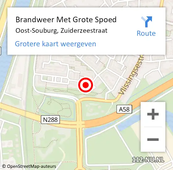 Locatie op kaart van de 112 melding: Brandweer Met Grote Spoed Naar Oost-Souburg, Zuiderzeestraat op 8 augustus 2022 04:52