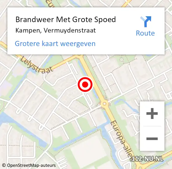 Locatie op kaart van de 112 melding: Brandweer Met Grote Spoed Naar Kampen, Vermuydenstraat op 8 augustus 2022 07:27