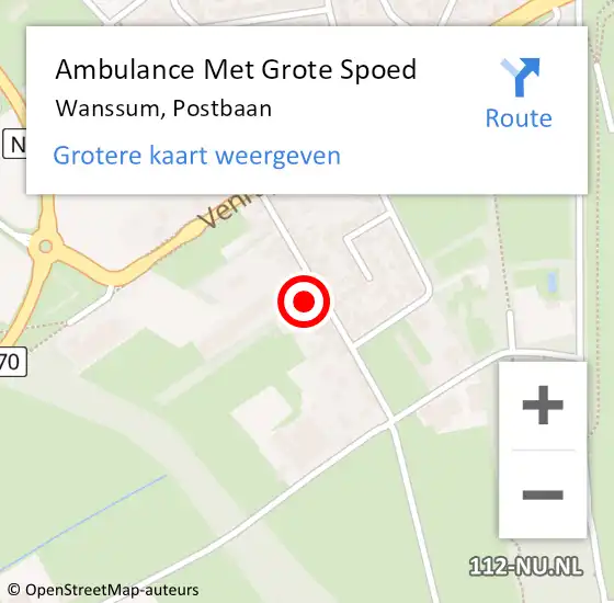 Locatie op kaart van de 112 melding: Ambulance Met Grote Spoed Naar Wanssum, Postbaan op 8 augustus 2022 07:50
