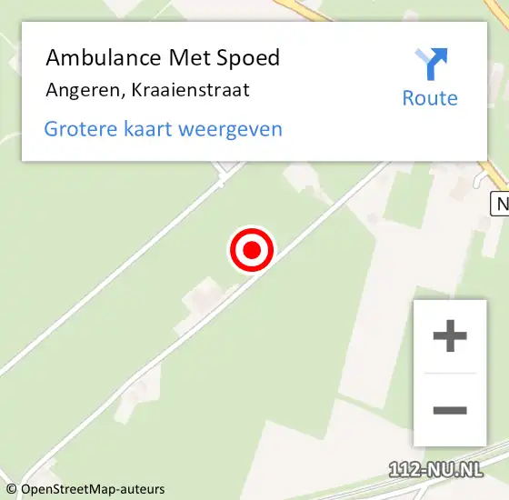 Locatie op kaart van de 112 melding: Ambulance Met Spoed Naar Angeren, Kraaienstraat op 8 augustus 2022 09:02