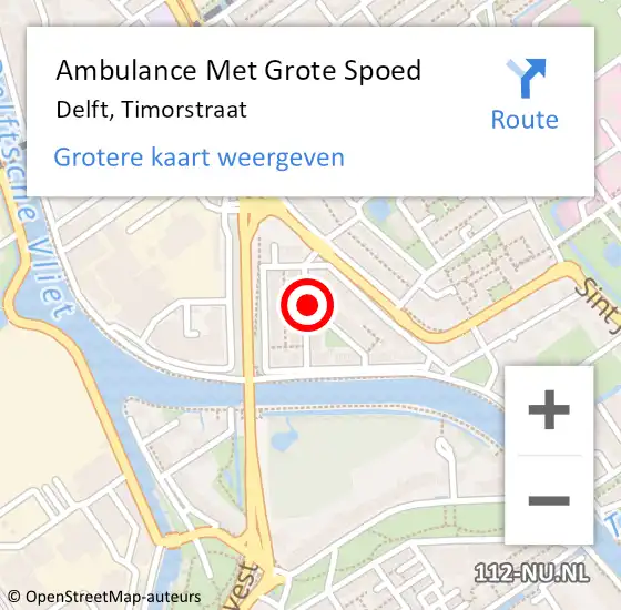 Locatie op kaart van de 112 melding: Ambulance Met Grote Spoed Naar Delft, Timorstraat op 8 augustus 2022 11:23