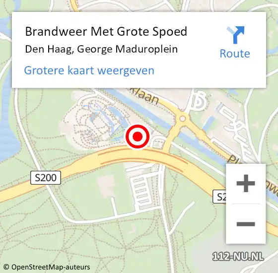 Locatie op kaart van de 112 melding: Brandweer Met Grote Spoed Naar Den Haag, George Maduroplein op 8 augustus 2022 14:55