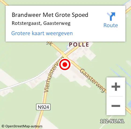 Locatie op kaart van de 112 melding: Brandweer Met Grote Spoed Naar Rotstergaast, Gaasterweg op 8 augustus 2022 16:29