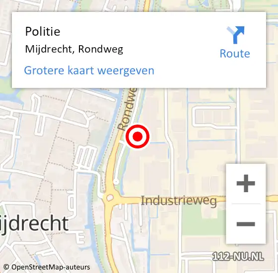 Locatie op kaart van de 112 melding: Politie Mijdrecht, Rondweg op 8 augustus 2022 16:31
