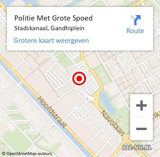Locatie op kaart van de 112 melding: Politie Met Grote Spoed Naar Stadskanaal, Gandhiplein op 8 augustus 2022 16:35