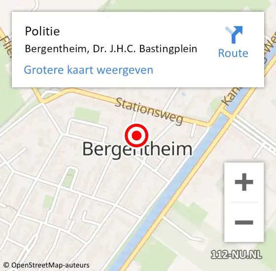 Locatie op kaart van de 112 melding: Politie Bergentheim, Dr. J.H.C. Bastingplein op 8 augustus 2022 17:08