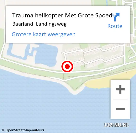 Locatie op kaart van de 112 melding: Trauma helikopter Met Grote Spoed Naar Baarland, Landingsweg op 8 augustus 2022 17:37