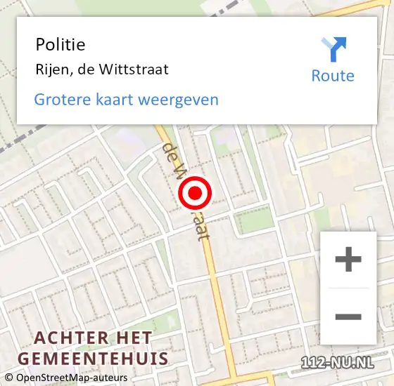 Locatie op kaart van de 112 melding: Politie Rijen, de Wittstraat op 8 augustus 2022 21:30