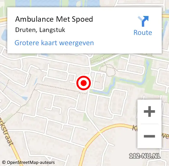 Locatie op kaart van de 112 melding: Ambulance Met Spoed Naar Druten, Langstuk op 8 augustus 2022 23:29