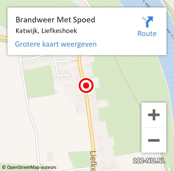 Locatie op kaart van de 112 melding: Brandweer Met Spoed Naar Katwijk, Liefkeshoek op 9 augustus 2022 04:26