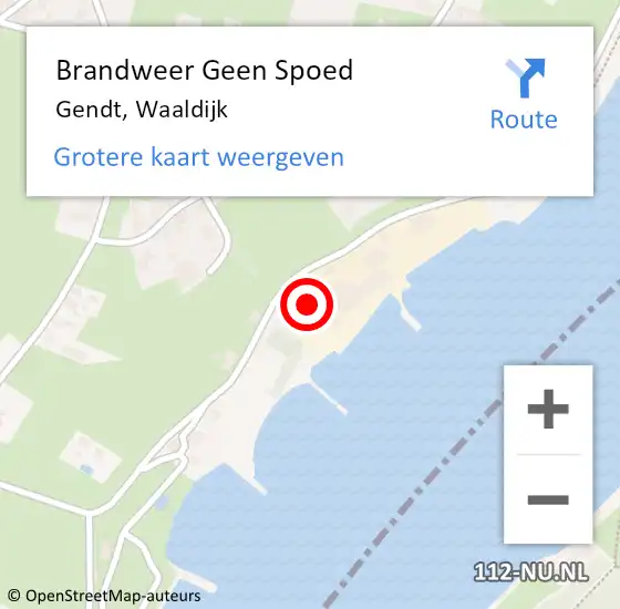 Locatie op kaart van de 112 melding: Brandweer Geen Spoed Naar Gendt, Waaldijk op 9 augustus 2022 10:24