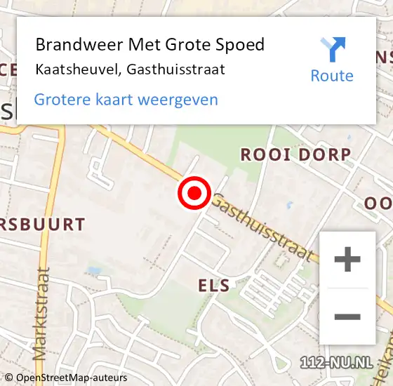 Locatie op kaart van de 112 melding: Brandweer Met Grote Spoed Naar Kaatsheuvel, Gasthuisstraat op 9 augustus 2022 12:36
