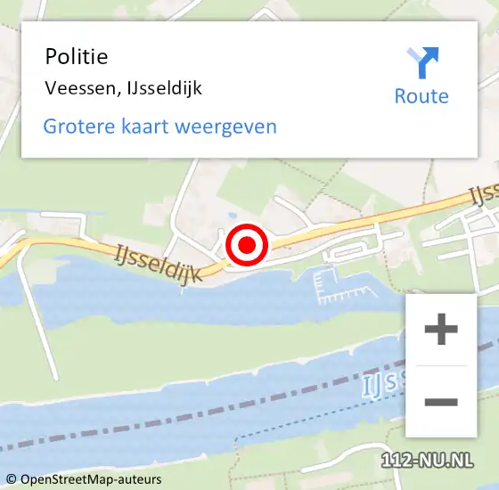 Locatie op kaart van de 112 melding: Politie Veessen, IJsseldijk op 9 augustus 2022 13:55