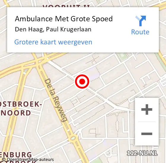 Locatie op kaart van de 112 melding: Ambulance Met Grote Spoed Naar Den Haag, Paul Krugerlaan op 25 juli 2014 19:07