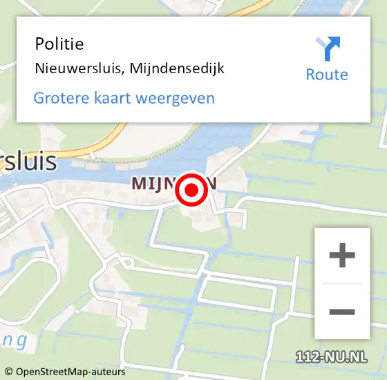 Locatie op kaart van de 112 melding: Politie Nieuwersluis, Mijndensedijk op 9 augustus 2022 16:24
