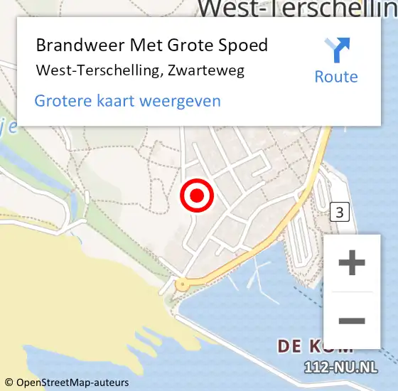 Locatie op kaart van de 112 melding: Brandweer Met Grote Spoed Naar West-Terschelling, Zwarteweg op 9 augustus 2022 17:44