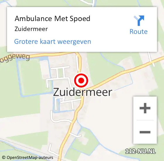 Locatie op kaart van de 112 melding: Ambulance Met Spoed Naar Zuidermeer op 9 augustus 2022 18:39