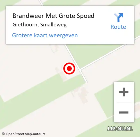 Locatie op kaart van de 112 melding: Brandweer Met Grote Spoed Naar Giethoorn, Smalleweg op 9 augustus 2022 19:03