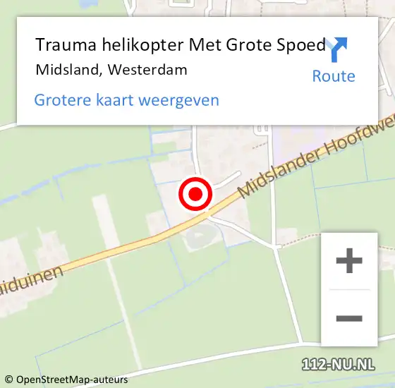 Locatie op kaart van de 112 melding: Trauma helikopter Met Grote Spoed Naar Midsland, Westerdam op 9 augustus 2022 19:33