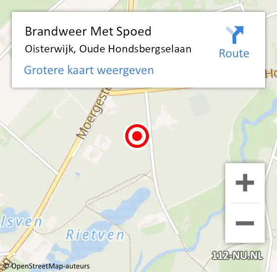 Locatie op kaart van de 112 melding: Brandweer Met Spoed Naar Oisterwijk, Oude Hondsbergselaan op 9 augustus 2022 19:36