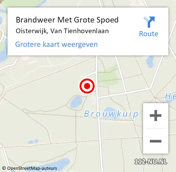 Locatie op kaart van de 112 melding: Brandweer Met Grote Spoed Naar Oisterwijk, Van Tienhovenlaan op 9 augustus 2022 20:18