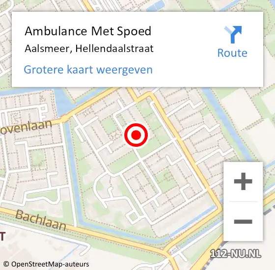 Locatie op kaart van de 112 melding: Ambulance Met Spoed Naar Aalsmeer, Hellendaalstraat op 9 augustus 2022 23:08