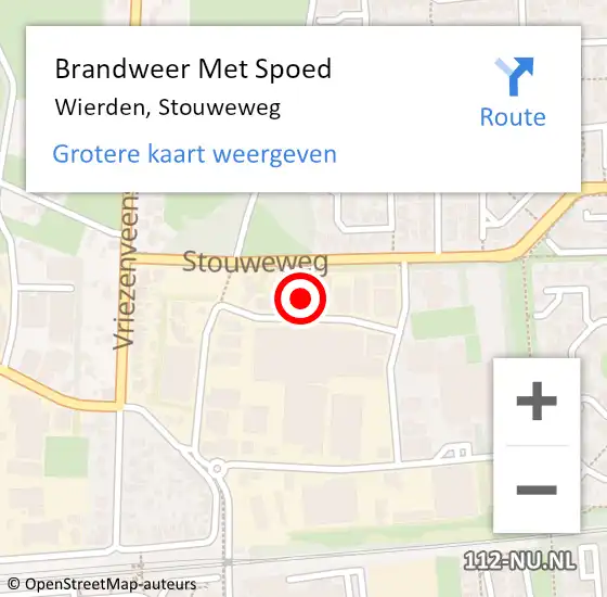 Locatie op kaart van de 112 melding: Brandweer Met Spoed Naar Wierden, Stouweweg op 9 augustus 2022 23:48