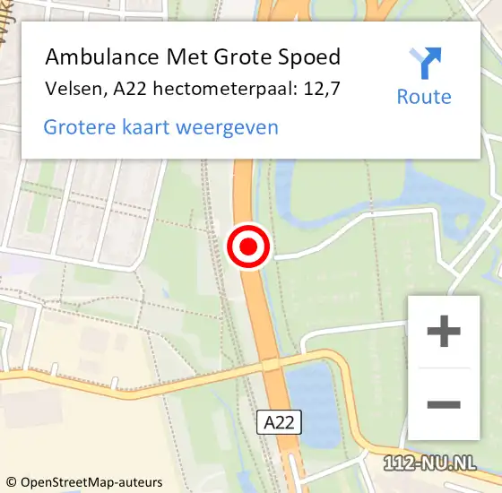 Locatie op kaart van de 112 melding: Ambulance Met Grote Spoed Naar Velsen-Noord, A22 R op 25 juli 2014 20:26