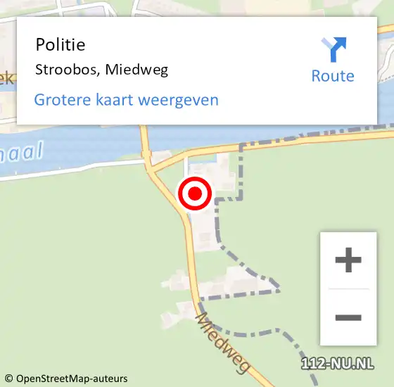 Locatie op kaart van de 112 melding: Politie Stroobos, Miedweg op 10 augustus 2022 10:06