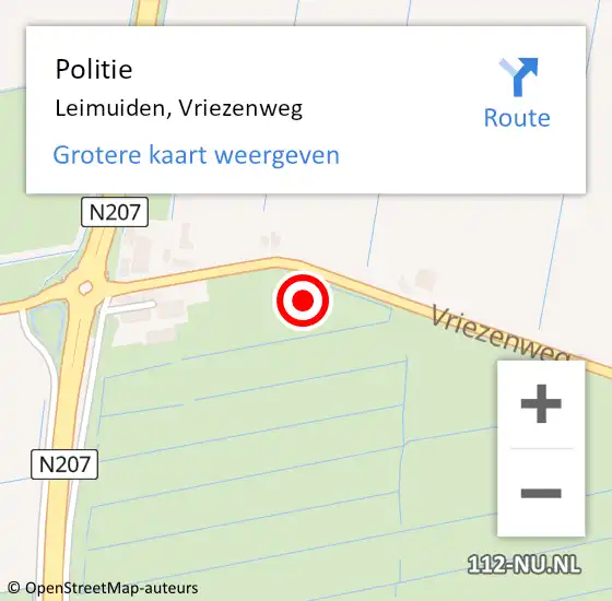 Locatie op kaart van de 112 melding: Politie Leimuiden, Vriezenweg op 10 augustus 2022 10:11
