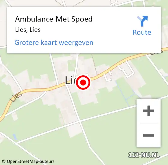 Locatie op kaart van de 112 melding: Ambulance Met Spoed Naar Lies, Lies op 10 augustus 2022 10:36